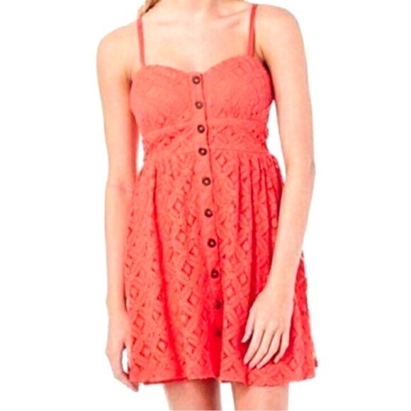 Pink cotton blend lace sundress size medium - Picture 2 of 6